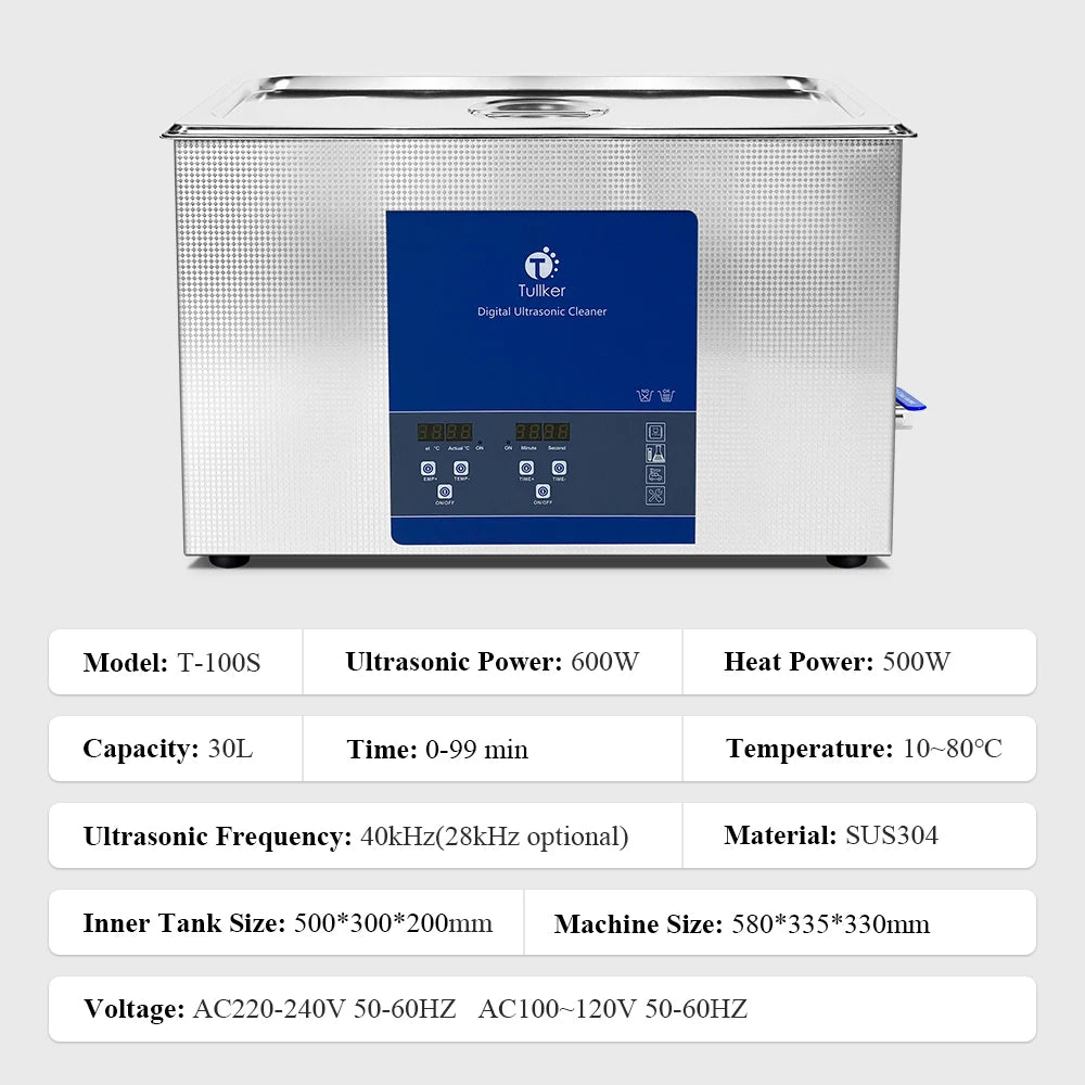 30L Industrial Ultrasonic Cleaner Sonic Equipment Metal DPF Engine Parts Oil Degreaser Ultrasound Cleaning Machine Bath Tank