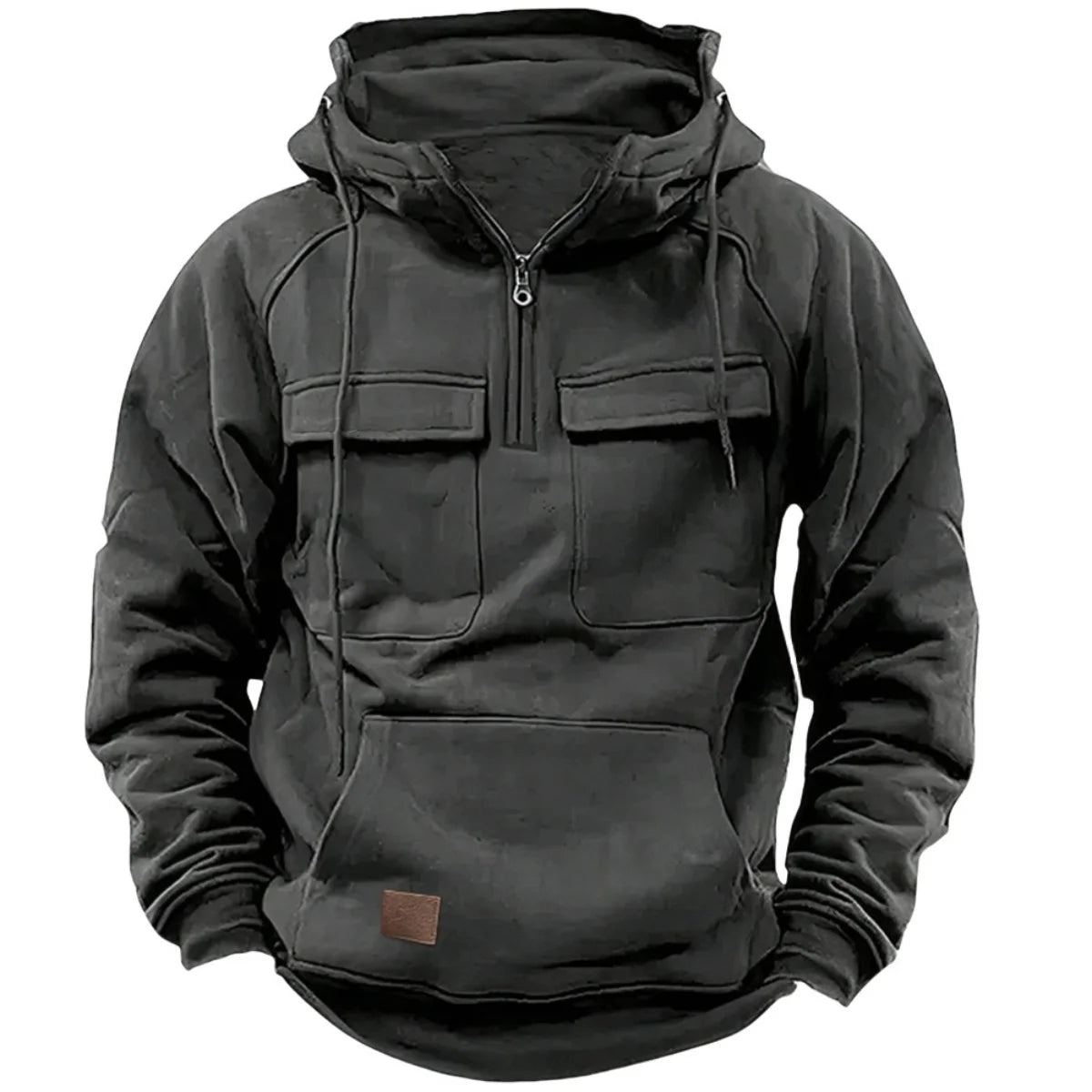 Men's Casual Sports Hooded Sweatshirt New Style Outdoor Thick Fashionable Loose Long-Sleeved Pullover with Multiple Pockets