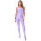 Women's Sleeveless Full Body Bodysuit Glossy Jumpsuit Gymnastics Fitness Swimming Leotard Pole Dance Costume Clubwear Lingerie