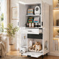 Multifunctional Cat Storage Cabinet with Stable Construction, Adjustable Shelves, Drawers, and Cat Bed Area – Cozy Activity Space for Cats, Pet Furniture with Arch Openings