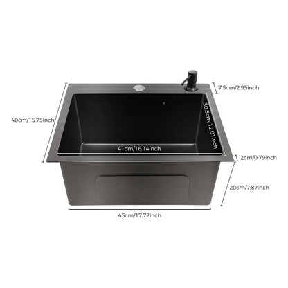 High-Class Kitchen Sink Complete Set,45*40*20Cm,201 Stainless Steel Durable Large Capacity Clean Sink，Single Bowl Black Sink