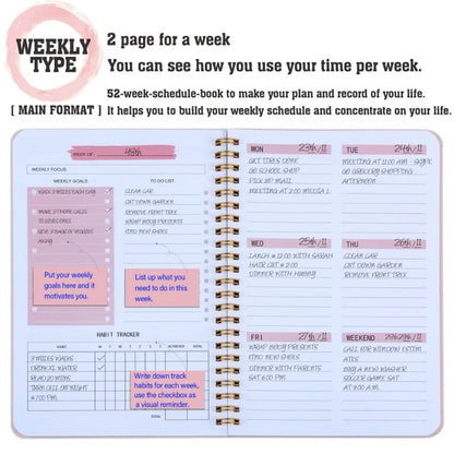 2024 Weekly Planner Agenda A5 Notebook Planner Pouch 52 Weeks Planner Schedules Stationery School Office Supplies Stationery
