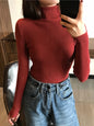 2026 Autumn Winter Sweater Women Knitted Ribbed Pullover Sweater Long Sleeve Turtleneck Slim Jumper Soft Warm Pull Femme