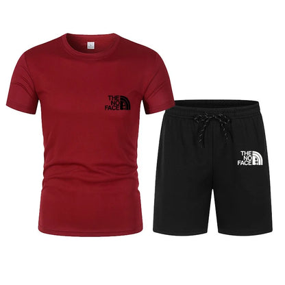 Summer Fashion Trend Casual Sports Two-Piece Set Trendy Men's Short-Sleeved T-Shirt+Shorts Set