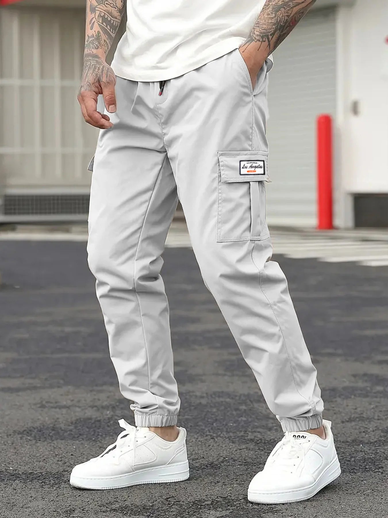 Spring Men's Casual Cargo Pants Men Outdoor Jogging Elastic Waist Drawstring Sweatpants Loose Overalls Trousers Clothing