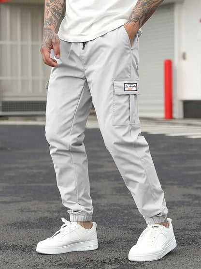 Spring Men's Casual Cargo Pants Men Outdoor Jogging Elastic Waist Drawstring Sweatpants Loose Overalls Trousers Clothing