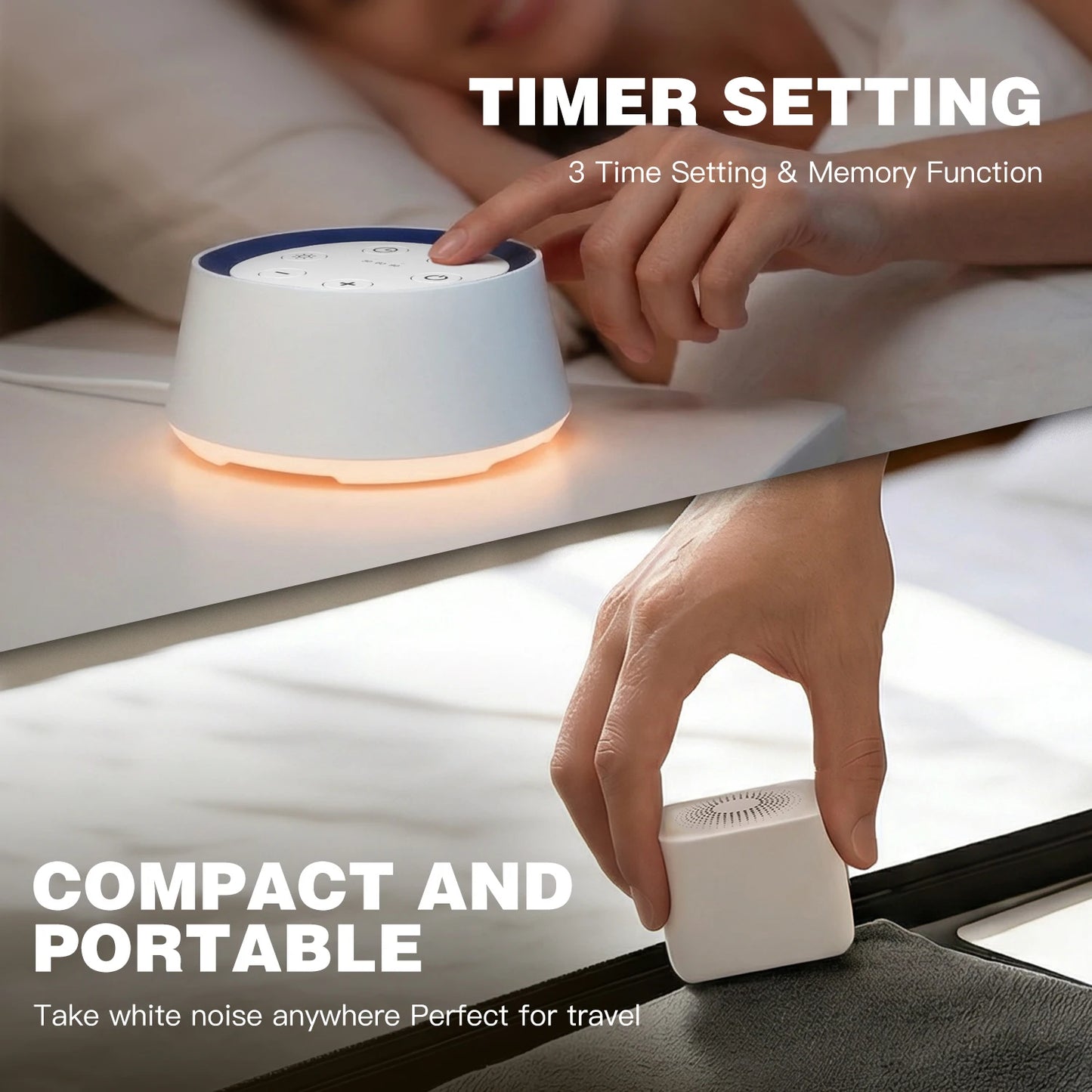 Portable Baby White Noise Machine with Night Light Soothing Sounds Timer Rechargeable Sleep Helper for Kids Adults Easter Gifts