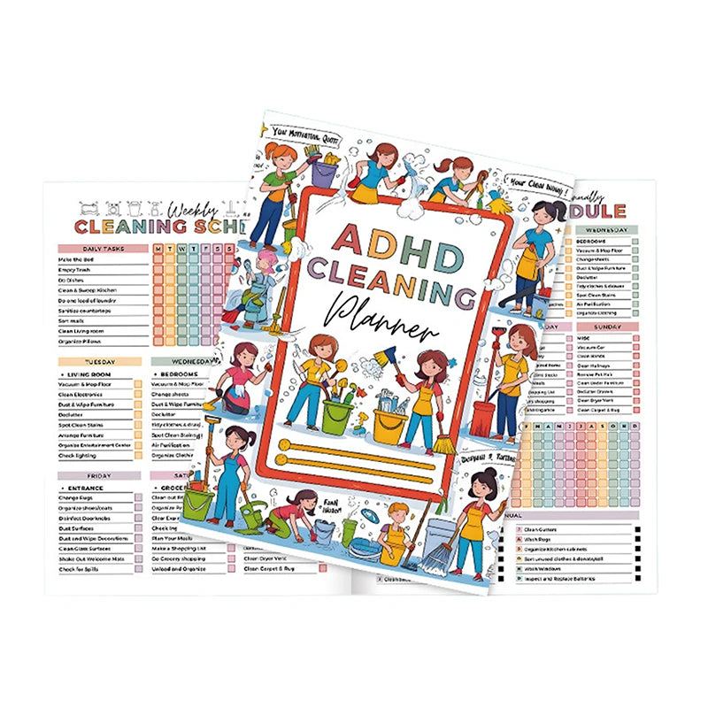 Cleaning Planner For Adhd Adults Women Kids,Household Daily Cleaning Schedule And Checklist Organizing Notebook