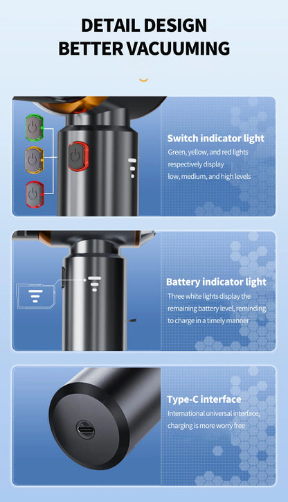 CENRR Mini Car Vacuum Cleaner Cordless Powerful Wireless Car Cleaner HandHeld Portable Vacuum Cleaner Cleaning Machine