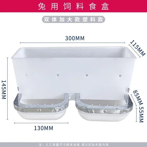 5PCS rabbit food box increases rabbit food box, rabbit cage box, three-and-three-sided anti-scraping plastic trough for breeding