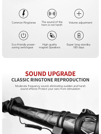 TWOOC Bicycle Electronic Horn Volume Adjustment 4 Kinds of Classic Cingtones Rechargeable 100dB Not Harsh Road Mountain Bike