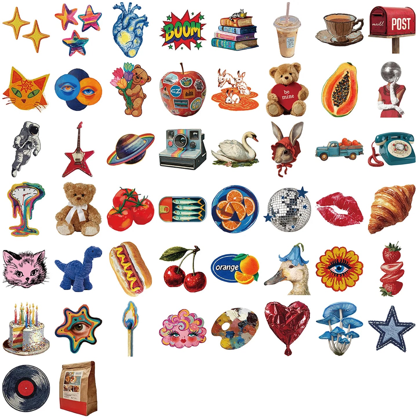 50/100Pcs Retro Y2K Aesthetic Stickers, Vintage Cartoon Vinyl Decals for Laptops, Water Bottles, Guitars, Journals, Notebook