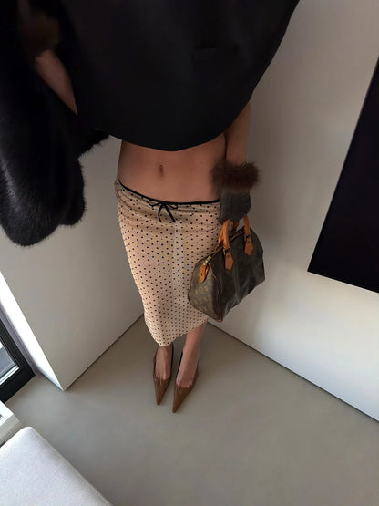 Talenza Elegant Lace Midi Skirts Women's Summer New Sexy Lace Patchwork Skirts Casual Party Commuting High Waist Women's Skirts