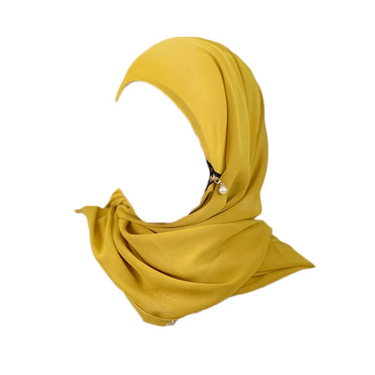 Muslim Hijab Arab Turkish Hijab with Zipper Chiffon Scarf Women's Fashion Plain Hijab Wrap Solid Color Shawl Headscaf 71x180cm