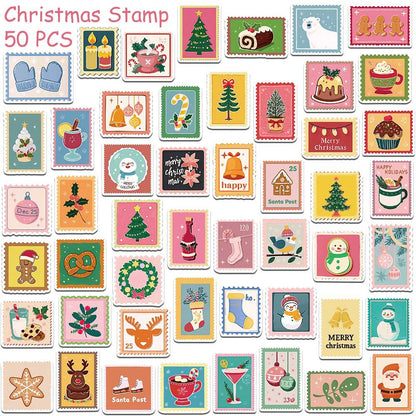 10/30/50pcs Cartoon Christmas Stamp Stickers Cute Santa Claus Snowman Decals Laptop Phone Suitcase Funny Graffiti Decals Decor