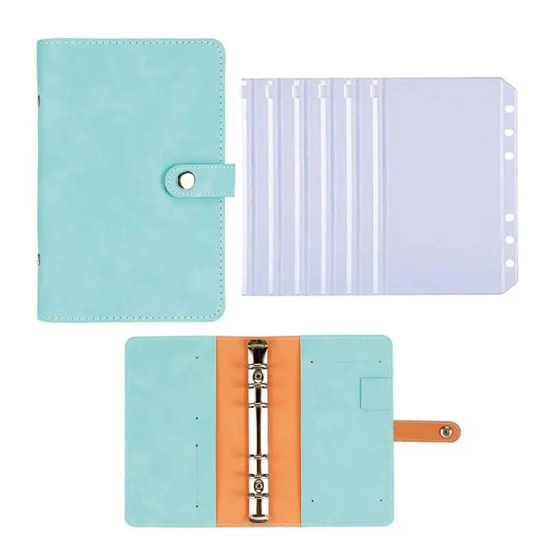 2024 Budget Binder A6 PU Leather Notebook Cash Envelopes System Set Clip-On Binder Pockets For Money Saving Bill Organizer Gifts