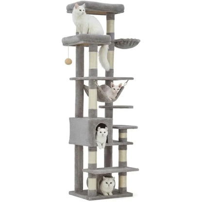 Garvee XXL Sturdy Large Cat Tree for Big Cats, Cat Tower with 11 Sisal Scratching Posts, Spacious Rest Platform, Cozy Hammock, Private Cat Condo and Hanging Toys
