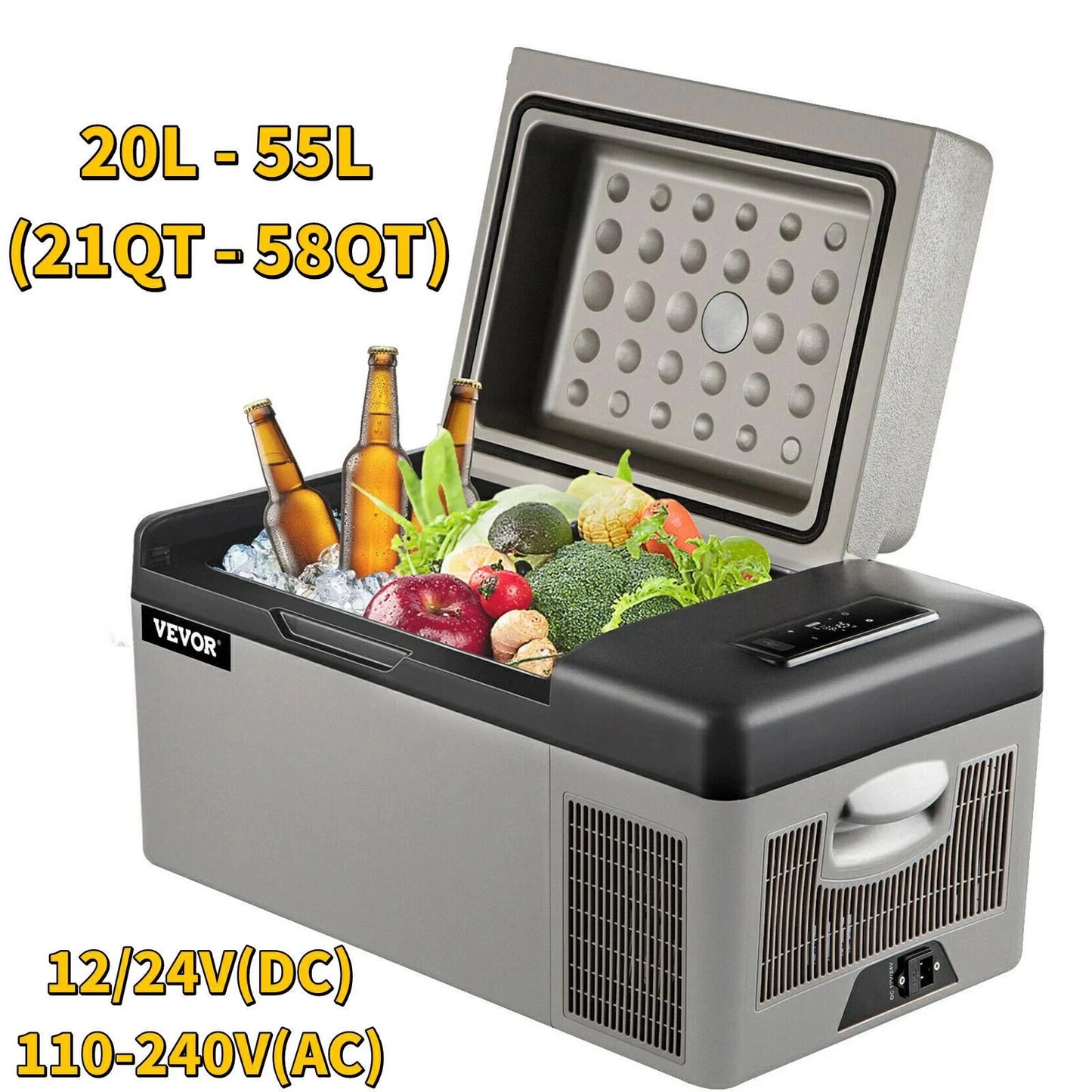 SIHAO Portable Car Refrigerator 15L 20L 30L 35L 40L 45L 50L 55L Compressor Fridge Freezer 12V 24V DC 110-240V AC Dual Use Vehicle Home for Camping Travel Outdoor
