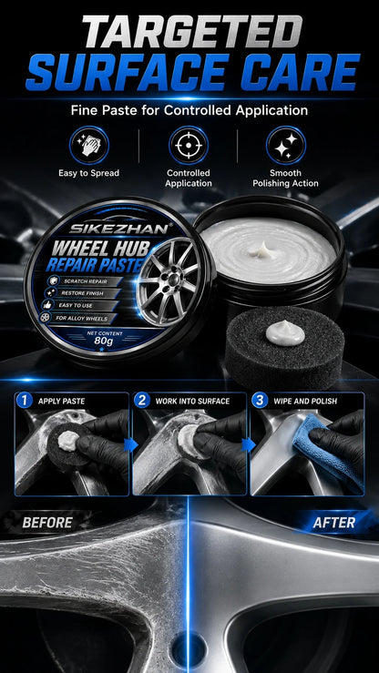 SIKEZHAN 80g Car Wheel Hub Repair Paste,Scratch & Oxidation Remover, Color Restorer and Polish Wax for Alloy Chrome Rims & Tires