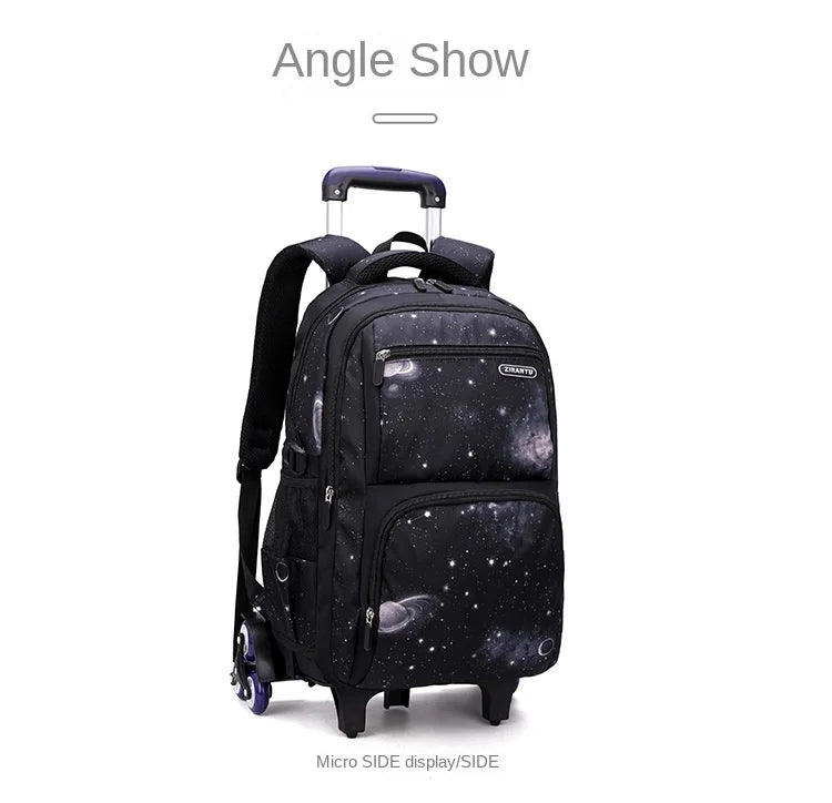 School Bag Kids Rolling Backpack for Boy Wheeled Backpack School Bag With Wheels Trolley Bookbag Carry on Luggage with Lunch Bag