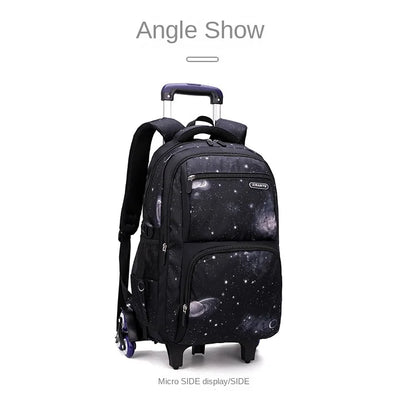 School Bag Kids Rolling Backpack for Boy Wheeled Backpack School Bag With Wheels Trolley Bookbag Carry on Luggage with Lunch Bag