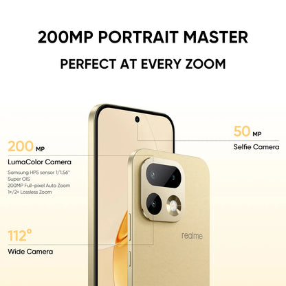 New Arrival realme 16 Pro 5G Smartphone European Version 200MP LumaColor Camera 6500nit AMOLED Display 6500mAh Battery NFC