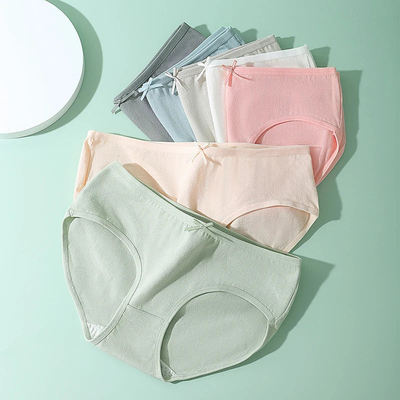 7Pcs Week Pants Cotton Women Panties Breathable Solid Underwear Cute Girls Briefs Soft Underpants Sexy Low Waist Female Lingerie