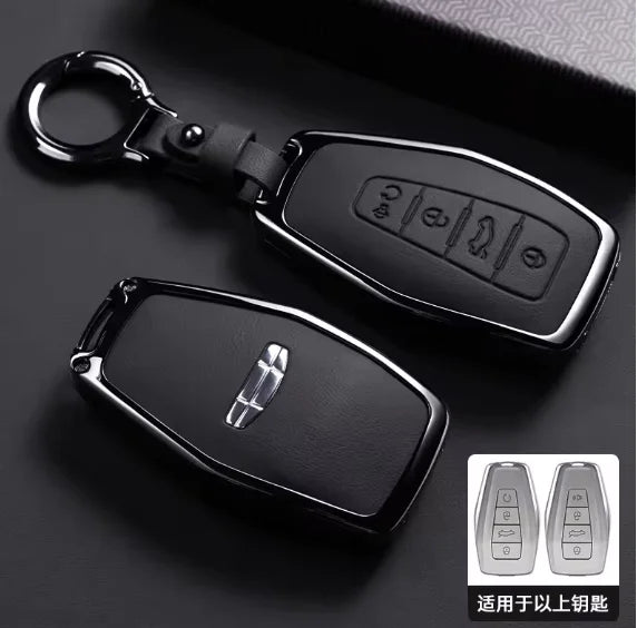 Car Zinc Alloy Leather Key Case Cover Holder Chain For Geely Okavango Coolray Atlas Monjaro Tugella Emgrand GT S Proton X50 X70