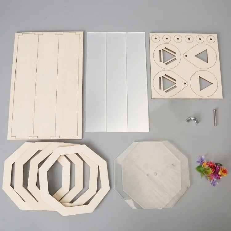 DIY Wooden Kaleidoscope Kit Educational Science Experiment Toy Handmade Assembly Craft for Creativity Development and Relaxation
