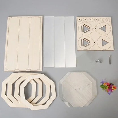 DIY Wooden Kaleidoscope Kit Educational Science Experiment Toy Handmade Assembly Craft for Creativity Development and Relaxation