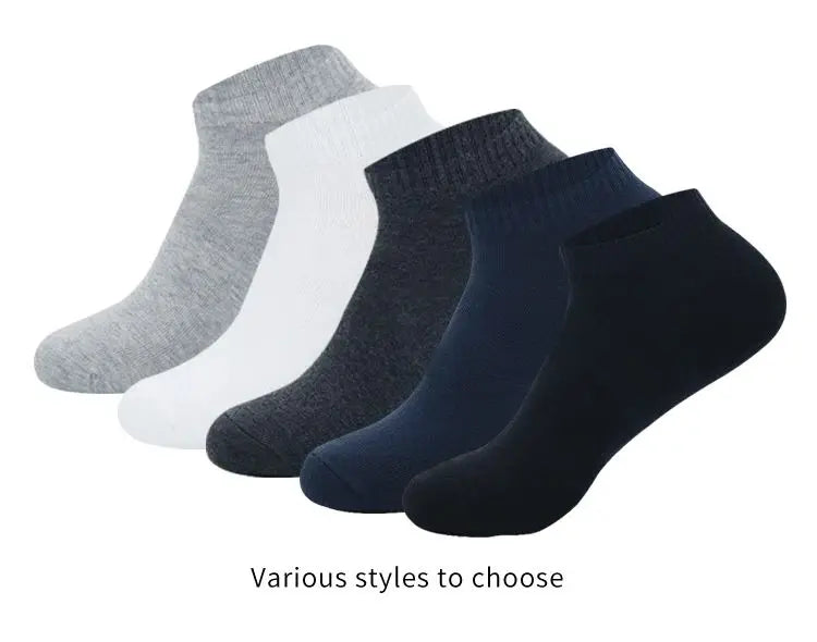 5/10 Pairs Low Cut Men Socks Solid Color Black White Breathable Cotton Socks Male Sport Businessmen Short Socks