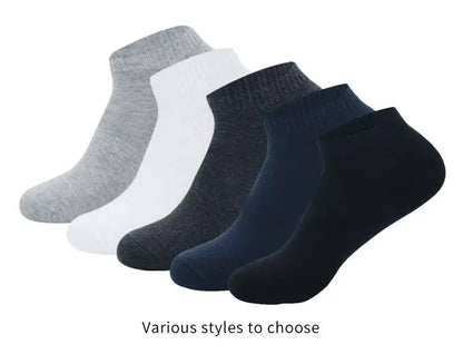 5/10 Pairs Low Cut Men Socks Solid Color Black White Breathable Cotton Socks Male Sport Businessmen Short Socks
