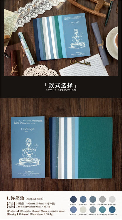 30pcs/lot Memo Pads Material Paper The Barren Dream Junk Journal diary Scrapbooking Cards Background Decoration Paper