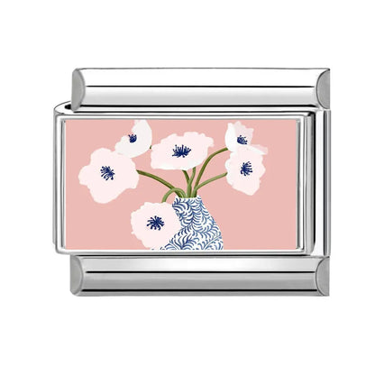 2025 Women's Fashion Colorful Flowers Oil Painting Style Series Italian Charms Fit 9mm Stainless Steel Bracelet DIY Jewelry Gift