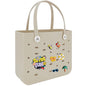 L Large Beach Bag EVA Rubber Waterproof Beach Travel Picnic Storage Basket Women's Shopping Handbag Hemp Bag Jelly Tote Bag