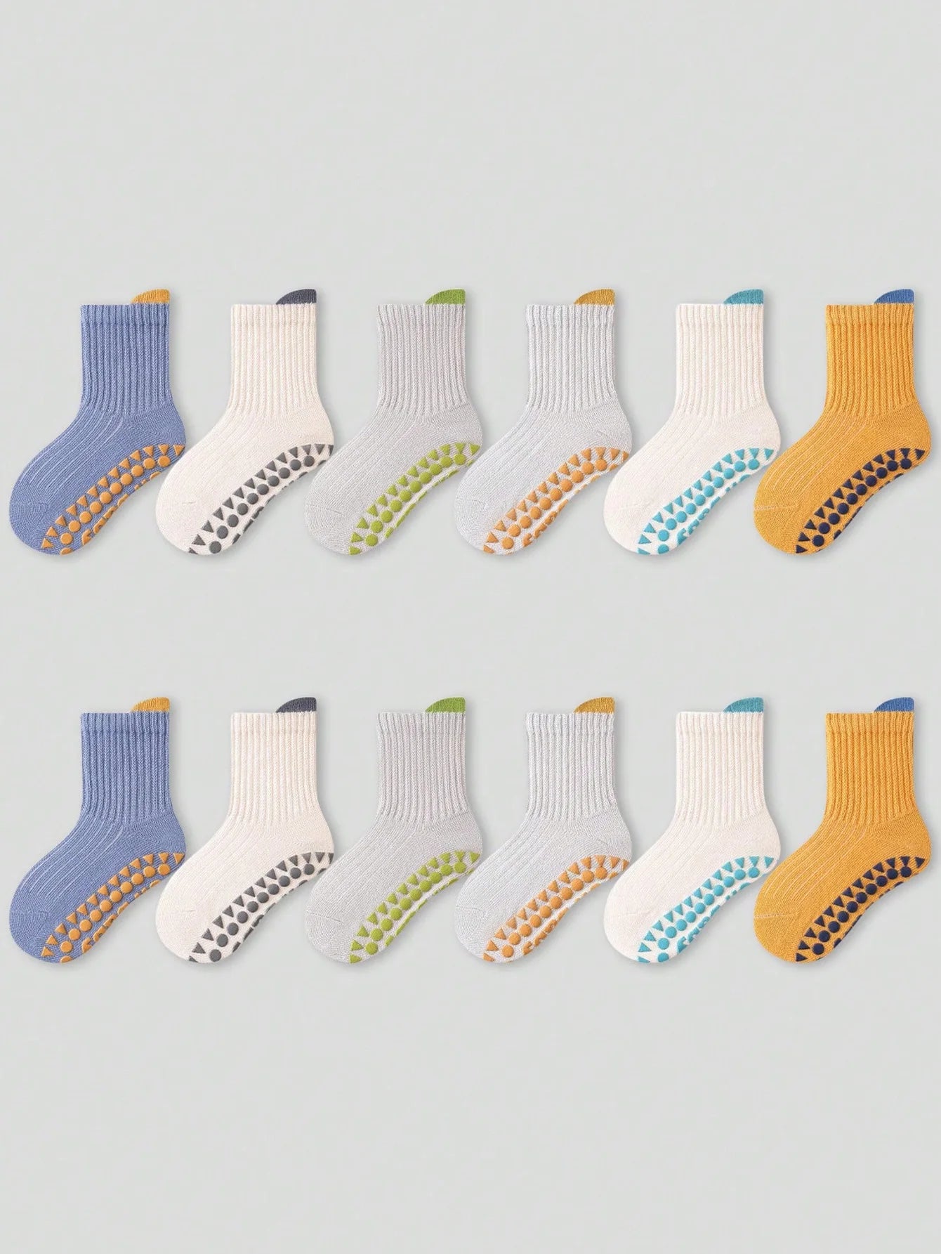 6 Pairs of Baby Floor Socks, Newborn Non-Slip Dotted Indoor Soft All-Season Baby Loose-Top Socks for Boys and Children