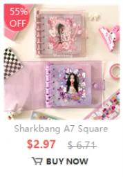 Sharkbang A7 Square Loose Leaf Diary Notebook Glitter Journals Agenda Planner PVC Binder Goo Card Book Gift Set Stationery