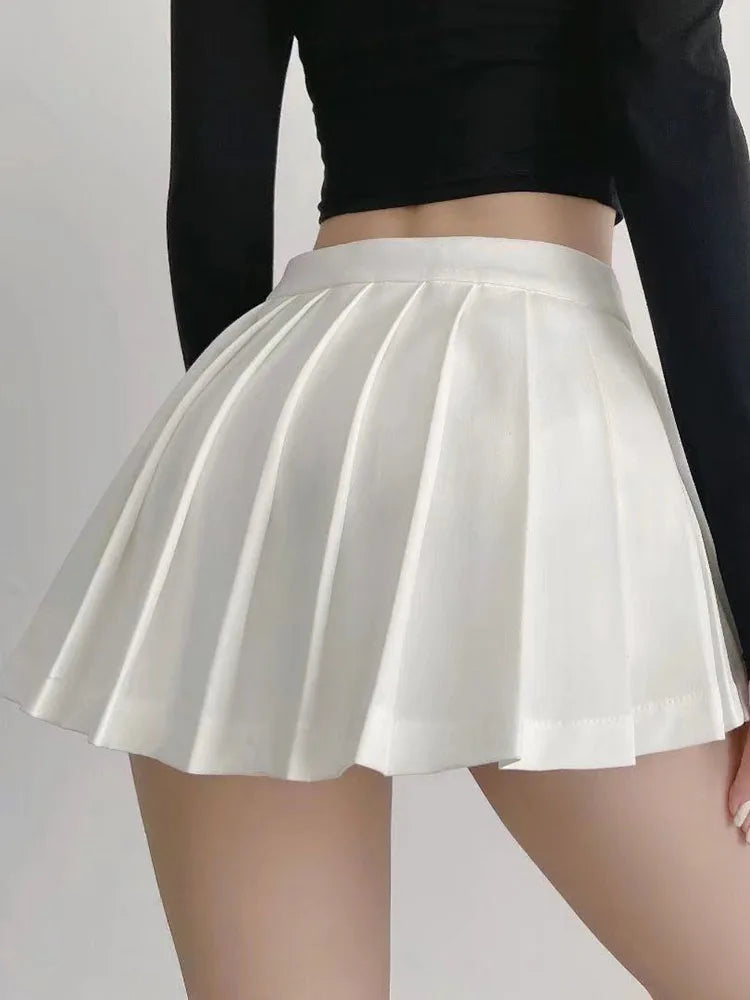 MEXZT Sexy Pleated Skirts Women Korean High Waist Mini Skirts JK Preppy Summer Fashion White Black Gyaru Tennis Extreme Skirt