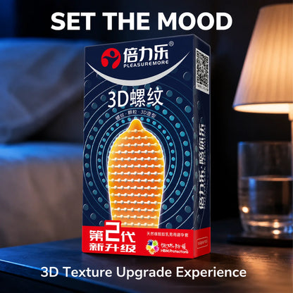 3D Ribbed Condoms 10pcs-50pcs Textured Studded Natural Latex Lubricated Men Extra Stimulation Smooth Silky Wet Sensation Beilile