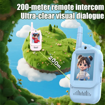 AIRITON JK200 Kids Video Intercom Walkie-talkie Cute Screen Easy Use Rechargeable Large Battery Cute Ham Radio for Gift