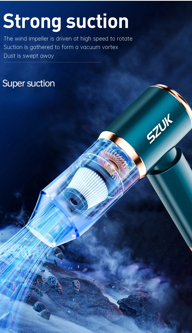 SZUK Portable Car Vacuum Cleaner 165000Pa Powerful Wireless Vacuum Cleaner Strong Suction Handheld Mini Vacuum Cleaner for Car