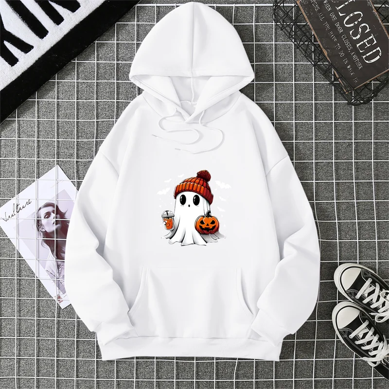 Women's Fashion Tops Casual O-neck Halloween Print Long Sleeve Loose Pullover Shirts, Creative Halloween Theme Printed Hoodie