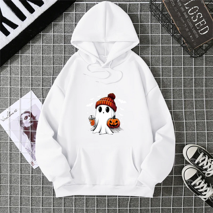 Women's Fashion Tops Casual O-neck Halloween Print Long Sleeve Loose Pullover Shirts, Creative Halloween Theme Printed Hoodie