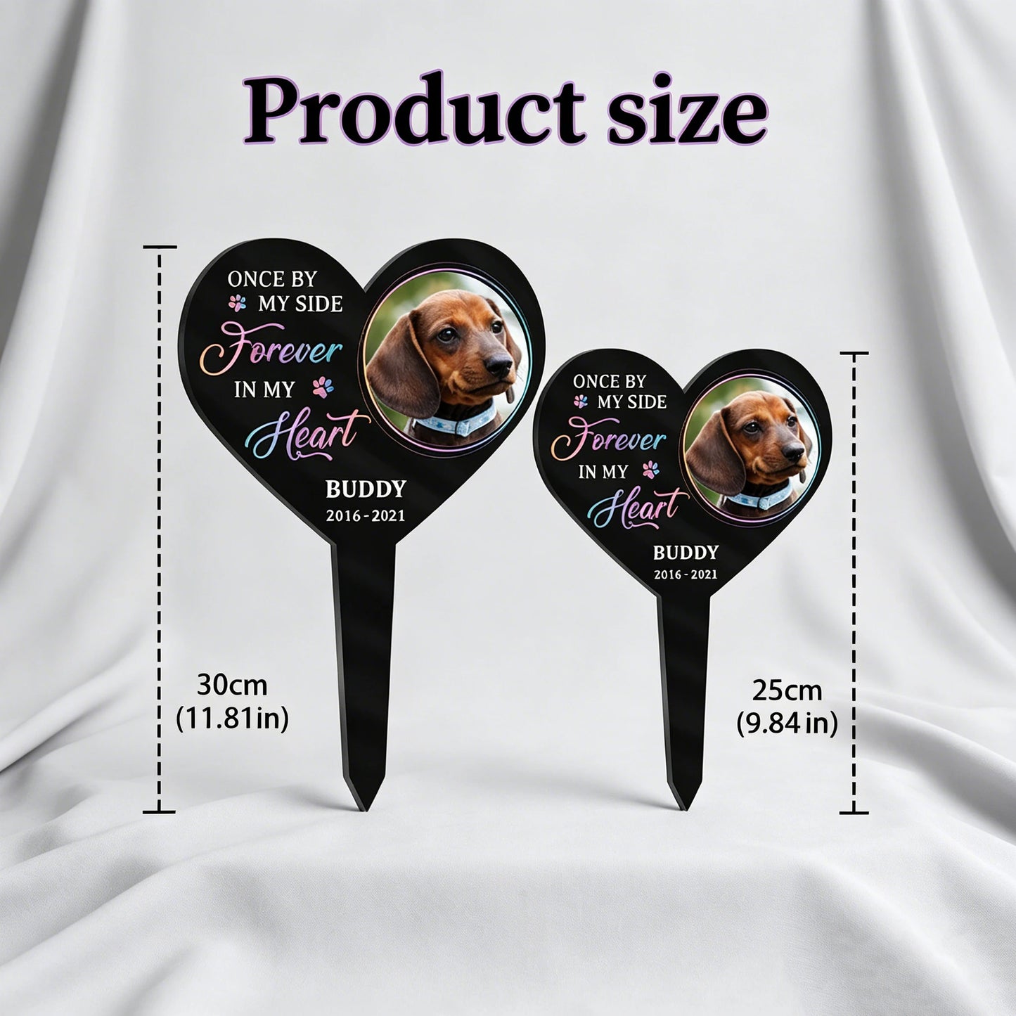 Custom Photo Pet Memorial Heart Stake,Personalized Dog Cat Grave,Forever In My Heart Pet Loss Plaque,Pet Loss Sympathy Gift