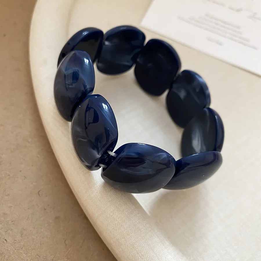 Acrylic Irregular Square Round Beaded Bracelet Bangle for Women Imitation Stone Chain Bracelet Hand Accessories Couple Gifts K
