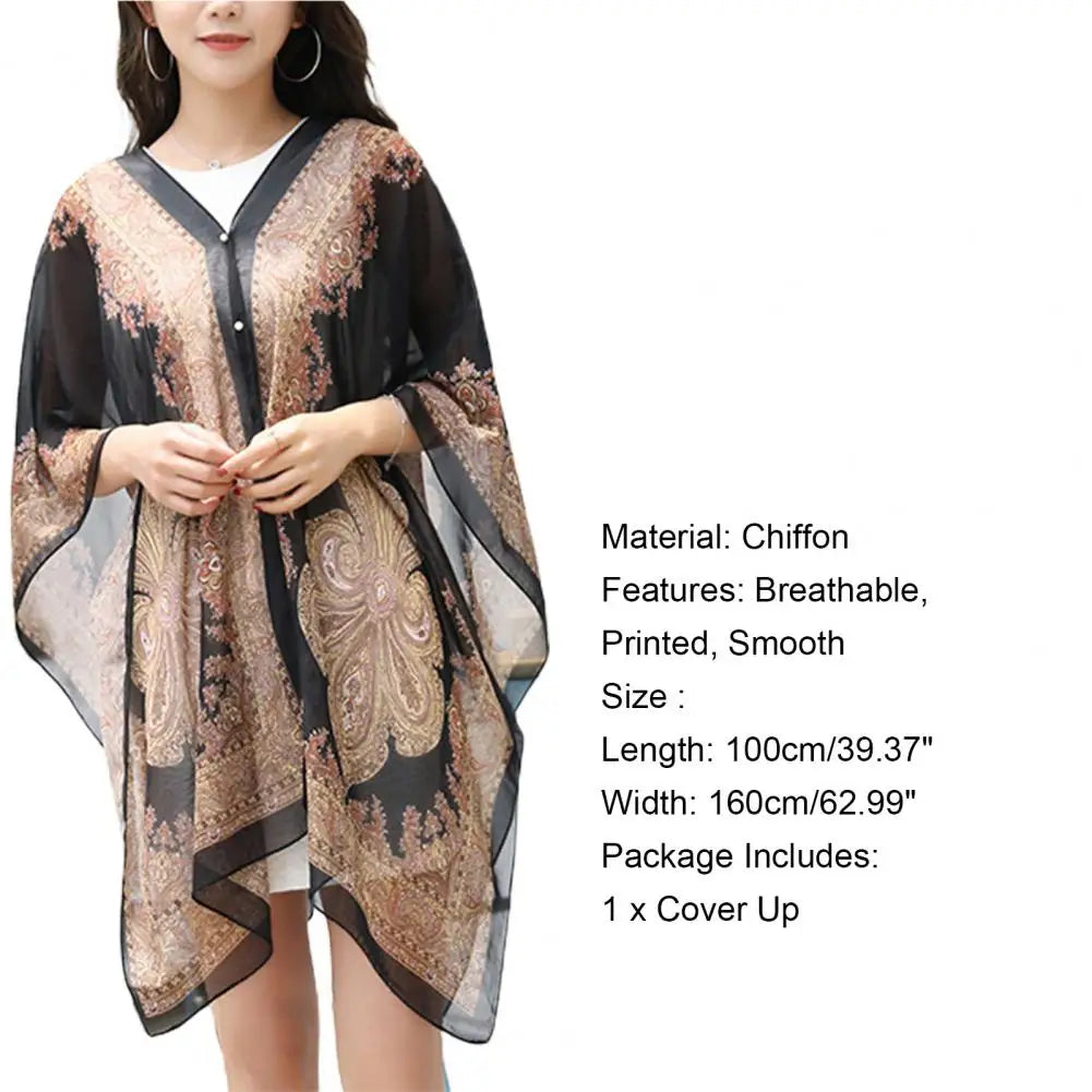 Women Shawl Cashew Print Beads Ladies Loose-fitting Sexy Cover Up for Vacation Woman Scarf Ladies Shawl