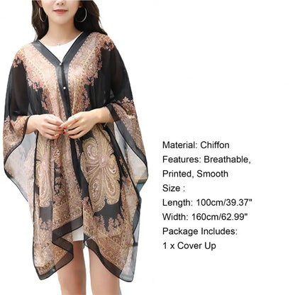 Women Shawl Cashew Print Beads Ladies Loose-fitting Sexy Cover Up for Vacation Woman Scarf Ladies Shawl