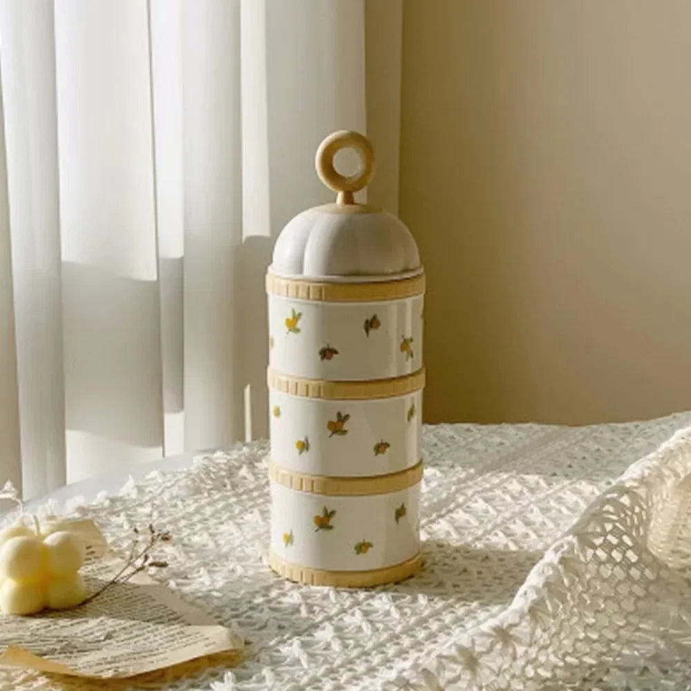 3 Layers Baby Milk Powder Box Cartoon Bear Tulip Portable Formula Dispenser Non-Spill Stackable Infant Food Tank Toddler