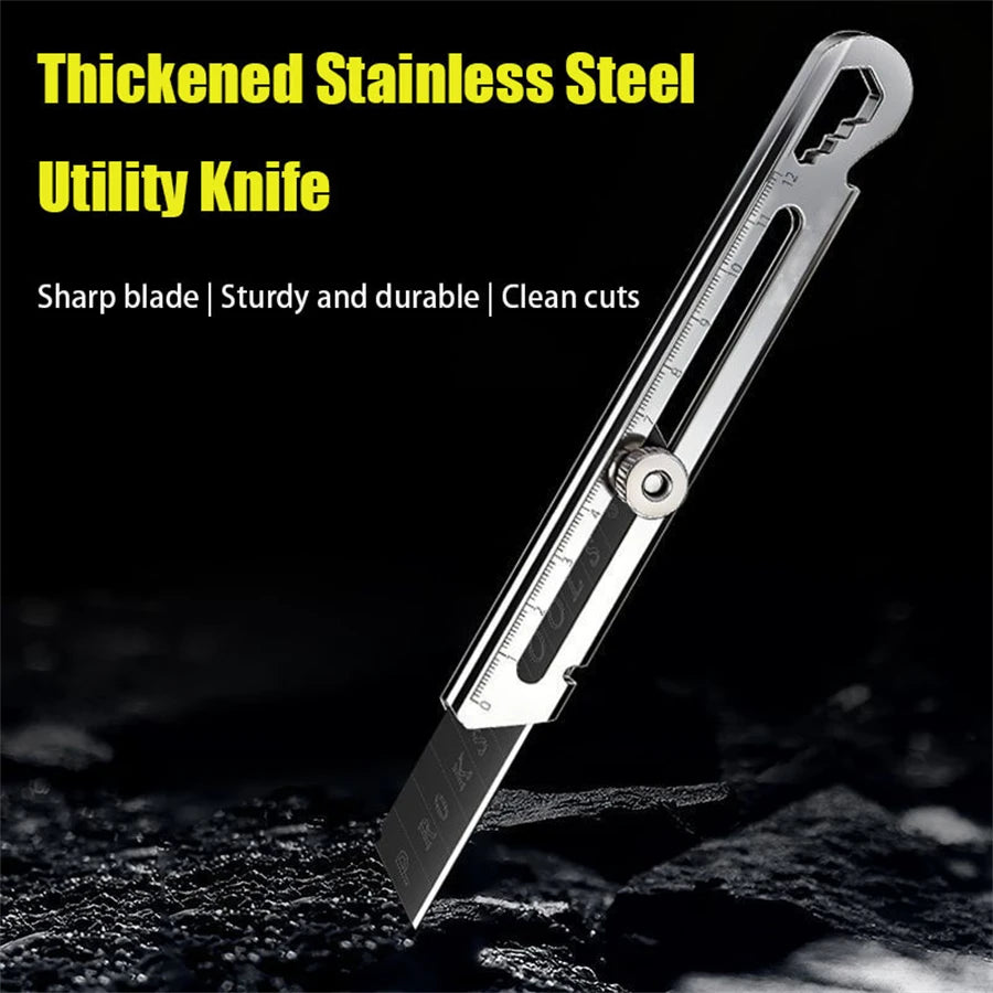 6 in 1 Stainless Steel Utility Knife with Thickened Metal Knife Holder Multifunctional Wallpaper Multifunctional Utility Knife