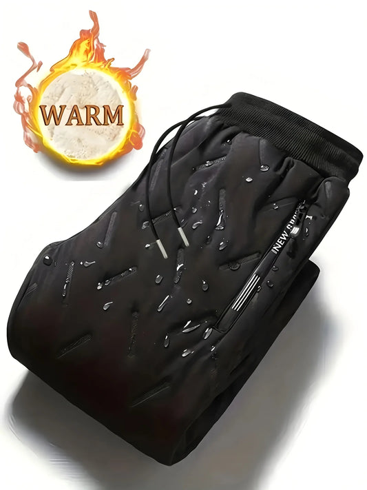 Winter Sweatwear Men Plush Thick Fleece Sweatpant Lambswool Thermal Trousers Casual Pants Waterproof Windproof Warm Cotton Pants
